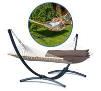 Potenza® - Hamac avec Support et Barres d’Écartement- Coussin et Support en Acier Inclus- pour 2 Personnes -Démontable - Charge Max 200kg - Les Hamacs Double - Jardin - GraphiteBrun