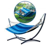 Potenza® Hamac avec Support Métal pour 2 Personnes - Max 220 kg - Double XXL Démontable - Barre Métallique - Graphite avec Bleu-Vert