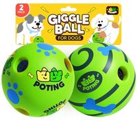 POTING Lot de 2 balles à rire pour chiens, jouets interactifs pour chiens, balle de jouet amusant à mâcher pour chiens de grande et moyenne taille, des sons de rire amusants qui attirent l'attention