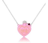 Potion d’amour Collier pendentif en bouteille de cœur D Bouteille rose Ailes d’ange colliers en cristal pour femmes Bijoux romantiques