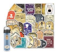 Potion Label Stickers - 50pcs Vinyl Labels, Waterproof Adhesive Design | Vintage Bottle with Artistic Print, Fun Aesthetic Decals for Laptop Water Luggage Bumper Notebook Crafting