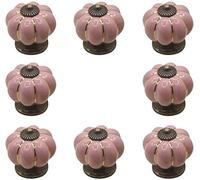 Potiron rose décoratif cru boutons de tiroir décoratifs beiges boutons de meuble poignée de porte petit ensemble de 8 pour la construction de style campagnard en céramique/porcelaine
