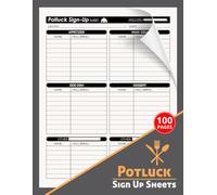 Potluck Sign Up Sheets: Dinner Party Sign In Form For All Occasions | 100 Pages