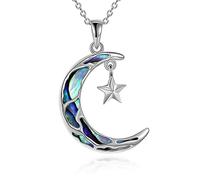POTOPYY Collier avec pendentif lune et étoile en argent sterling - Bijou tendance pour femmes et filles - Cadeau d'anniversaire de Noël - Argent sterling, Argent sterling, Argent sterling.