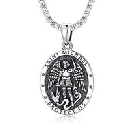 POTOPYY Collier Saint Michel en argent sterling S925 pour homme et femme avec pendentif de protection religieuse