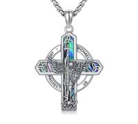 POTOPYY Collier Saint Patron en argent sterling S925 avec pendentif croix à quatre voies St Michel/St Christophe/Saint Benoît/Saint Joseph/Saint François, collier de protection religieuse pour homme