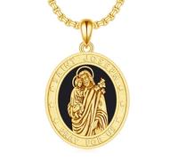 POTOPYY Collier Saint Patron en argent sterling S925 avec pendentif croix à quatre voies St Michel/St Christophe/Saint Benoît/Saint Joseph/Saint François, collier de protection religieuse pour homme