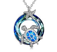 POTOPYY Collier tortue de mer en argent sterling S925 avec pendentif tortue de mer, cadeau pour femme, épouse, maman, petite amie, 45,7 cm + 5,1 cm, Small, Argent sterling, Argent sterling