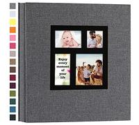 potricher Album photo de 10 x 15 cm pour 600 photos en lin à couverture rigide de grande capacité pour famille, anniversaire, vacances de bébé (gris, 600 pochettes)