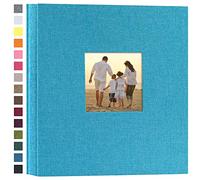 potricher Album photo en lin à couverture rigide de grande capacité pour 600 photos de famille, anniversaire, vacances de bébé (bleu, 600 pochettes)