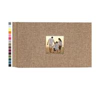 potricher Album photo pour 100 photos de 10 x 15 cm, couverture en lin, livre photo pour famille, anniversaire de mariage, vacances, bébé, (kaki, 100 poches)