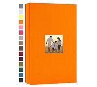 potricher Album photo pour 300 photos de 10 x 15 cm, couverture en lin, livre photo pour famille, anniversaire de mariage, vacances, bébé, (orange, 300 poches)