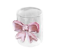 POTRUWE Lot de 2 Verres à Jus de Smoothie Transparents et Mignons avec Nœud, Tasse Esthétique, Icône à L'ancienne, Verre à Cocktail soufflé à la Main pour Femme, Fête entre Amis