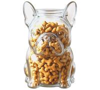 Pots à bonbons en verre avec couvercles 12, 7 x 10, 2 x 20, 3 cm, adorable récipient à friandises pour chien, pots biscuits en forme de bouledogue avec couvercles hermétiques pour la maison, la cuis