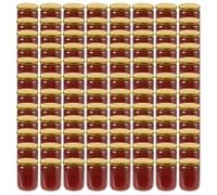 vidaXL Pots à confiture avec couvercle doré 96 pcs Verre 230 ml