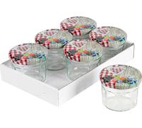 Pots à confiture avec décor bois / coeur, hauteur 7cm, 240ml, multicolore (6 pièces)