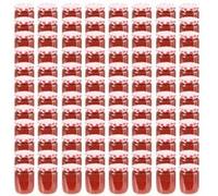 Pots à confiture Couvercle blanc et rouge 96 pcs Verre 230 ml Couvercle blanc et rouge G
