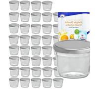 Pots à confiture - MAMBOCAT - Lot de 40 - 230 ml - Couvercle argenté - Livret de recettes gratuit