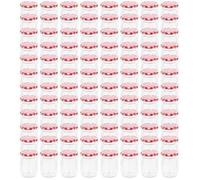 vidaXL Pots à confiture en verre 230 ml couvercles blanc et rouge 96 pièces