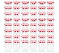 Pots à confiture - VIDAXL - Couvercle rouge et blanc - 230 ml - Verre transparent - 48 pièces
