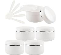 Pots à cosmétiques, 5 PC 150 ML Pots cosmétiques vides en Plastique Blanc avec Couvercle à vis avec Ruban argenté 150 g Petits récipients de Pot de Stockage for baume Fait Maison, 5X spatule(20ml)