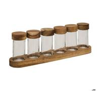 Lot de 6 Pots à Épices en Verre "Plateau" 34cm Transparent