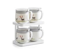 Pots à Épices Assaisonnement Box Set Pot d'assaisonnement cuisine bouteille d'assaisonnement en céramique avec poignée ensemble sel porcelaine ménage pot assaisonnement boîte pot de sel avec poignée P