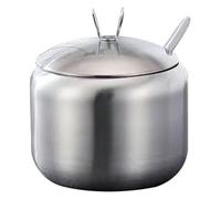 Pots à épices - Pot à assaisonnement en acier inoxydable | Pot à sucre de cuisine avec couvercle et cuillère | Bol de rangement pour sel et poivre 9,5 x 11 cm pour cuisine, pâtisserie, barbecue