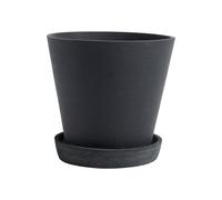 HAY Pot de fleurs Flowerpot M avec soucoupe polystone H 13,5 cm Ø 14 cm Noir