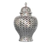 Pots à gingembre en céramique, pot à gingembre avec couvercle, pot à gingembre percé vintage avec couvercle, pot de temple décoratif en treillis sculpté, superbe décoration intérieure, pot de temple c