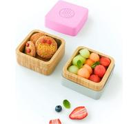 pots à goûter en bambou eco rascals, lot de 2, conservation des aliments naturelle et réutilisable pour les bébés et les jeunes enfants, récipients à goûter écologiques avec couvercle en silicone, par