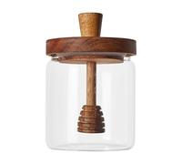 Pots à miel en verre : contenant 500 ml avec couvercle en bois, récipient de cuisine durable | Pot transparent pour stockage alimentaire, accessoire de conservation domestique et présentation d