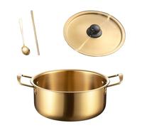 Pots à soupe en acier inoxydable avec couvercle et baguettes, cuillère, idéal pour servir des repas individuels, casseroles coréennes essentielles avec couvercle et ustensiles