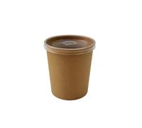 Pots à Soupe Kraft & Blanc avec Couvercle PP Transparent, Marron, 480ml | Récipients Jetables, Plats Chauds & Froids, Lot de 100, Disponible en 240ml, 355ml, 480ml, 2 Couleurs