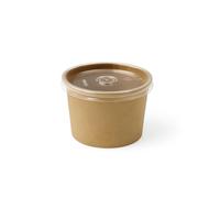 Pots à Soupe Kraft & Blanc avec Couvercle PP Transparent - Récipients Jetables pour Plats Chauds & Froids - 240ml, 355ml, 480ml - Lot de 50, 100, 1000 - 2 Couleurs (MARRON, 240ml - Lot de 500)