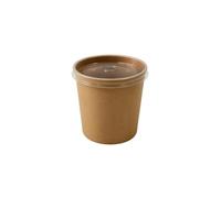 Pots à Soupe Kraft & Blanc avec Couvercle PP Transparent - Récipients Jetables pour Plats Chauds & Froids - 240ml, 355ml, 480ml - Lot de 50, 100, 1000 - 2 Couleurs (MARRON, 355ml - Lot de 50)