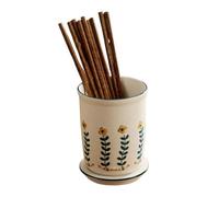 Pots à ustensiles Porte-ustensiles en céramique, égouttoir à couverts, pot à ustensiles de cuisine vintage peint à la main for comptoir, support de séchage for ustensiles de cuisine avec plateau de vi