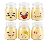 Pots À Yaourt Avec Couvercles 6 Bouteilles en Verre Mignonnes Réutilisables | Bocaux Ronds Hermétiques Pour Flocons d'Avoine, Yaourt, Pudding, Confiture, Pudding de Chia, Porridge, Sirop