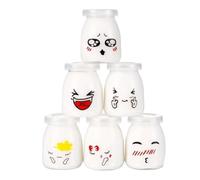 Pots à Yaourt avec Couvercles 6 Bouteilles en Verre Mignonnes Réutilisables | Stockage des Overnight Oats Pour Flocons d'Avoine, Yaourt, Pudding, Confiture, Pudding de Chia, Porridge, Sir