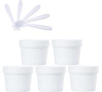 Pots cosmétiques, 5 PC 200 ml rose masque bol de mélange vide 200 g pots de stockage en plastique avec doublure intérieure for le stockage du corps main visage crème lotion gel 5X spatule(Bianco,100ml