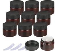 Pots cosmétiques, Pots à cosmétiques vides en Plastique Marron de 100ml, avec Doublure intérieure et couvercles Noirs, Ensemble de récipients de Maquillage, Paquet de 12
