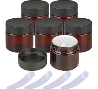Pots cosmétiques, Pots à cosmétiques vides en Plastique Marron de 60ml, avec Doublure intérieure et couvercles Noirs, Ensemble de récipients de Maquillage, Paquet de 6