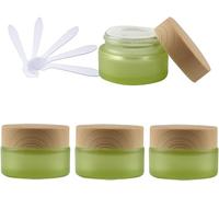 Pots cosmétiques vides en Verre Vert de 50ml, avec Couvercle à vis, Petits conteneurs de 50g, Pot de Stockage for Les cosmétiques de Voyage + 4 spatules, 4 pièces(20ml)