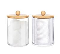 Pots D'apothicaire avec Couvercles, Organisateur De Rangement pour Vanité De Salle De Bain Pots D'apothicaire Transparents Ensemble De Boîtes De Support Qtip pour Cotons Cosmétiques Et Cotons-tiges