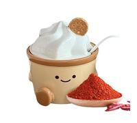 Pots d'assaisonnement d'empreinte de dessin animé en céramique, boîtes à épices mignonnes sel avec couvercle et cuillère, rangement 400 g pour maison, cuisine, restaurant, bar, outil amusant