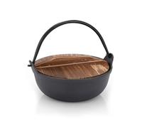 Pots de camping en fonte hollandais en fonte avec couvercle en bois pour approfondir la soupe et la cuisine de champ, casseroles d'extérieur en fonte avec couvercle