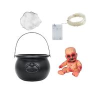 Pots de Chaudron Halloween Sorcière Noire - Chaudron Halloween avec Lumière, Chaudron Sorcières Noires | Générateur de Brouillard Décorations de Fête pour Meuble TV, Cheminée, F