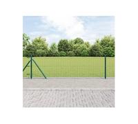 vidaXL Pots de clôture avec plaques de base 52 pcs Ø32mm 50cm Acier galvanisé 3350218 Vert G
