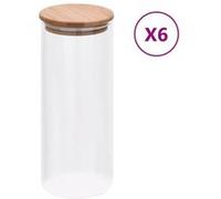 6x Pots de Conservation en Verre Couvercle en Bambou 1000 ml Bocaux vidaXL