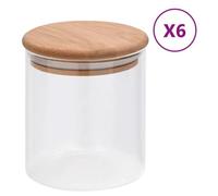 vidaXL - Pots de conservation en verre - 6 pièces - Couvercle en bambou - 600 ml - Transparent